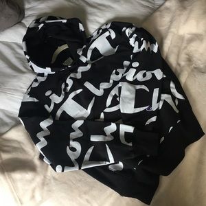CHAMPION | Black Reverse Weave All-Over Hoodie